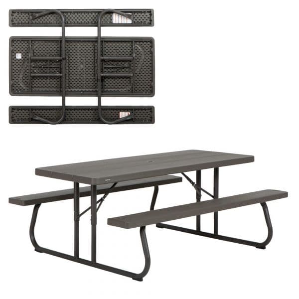 LifeTime Mesa Piquenique Dobrável 92200 183x76x74 cm Preto