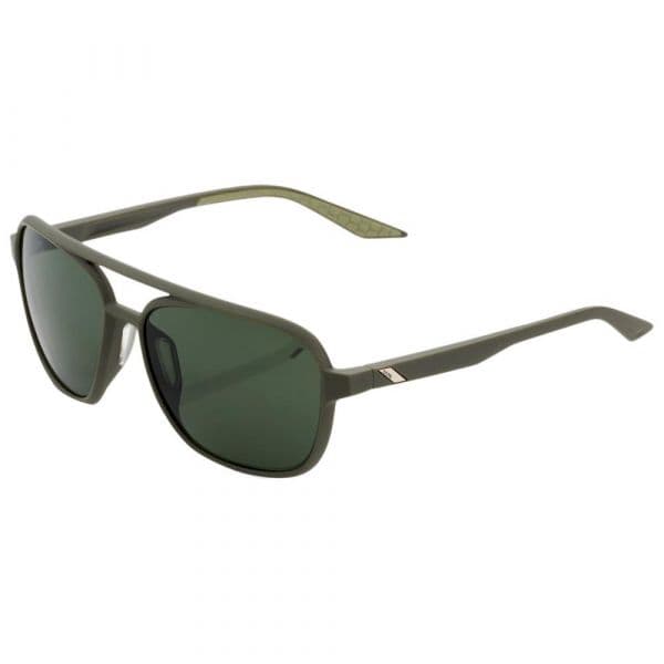 100percent Kasia Aviator Round Grey Green/CAT3 Soft Tact Army Green - 61042-190-74