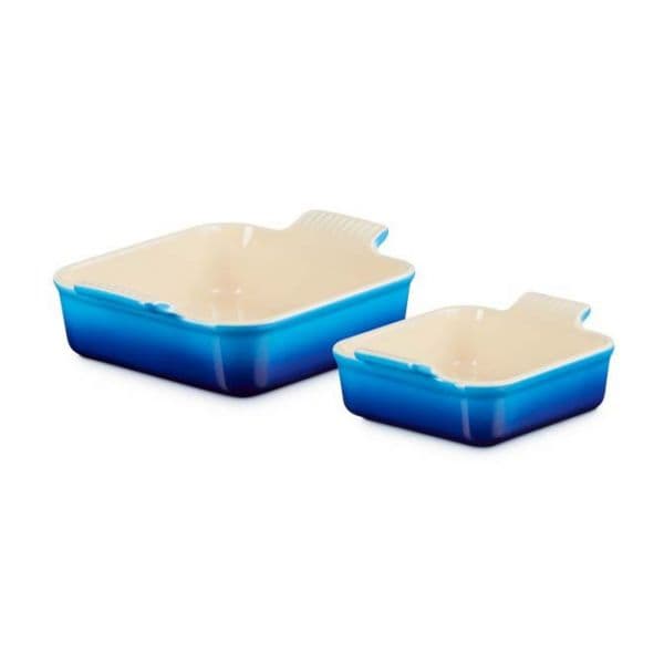 Le Creuset Conjunto 2 Assadeiras Quadradas em Cerâmica de Grés Azure