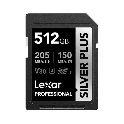 Lexar 512GB SDXC Silver Plus UHS-I V30 205MB/s Leitura 150MB/s Escrita