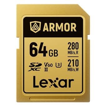 Lexar 64GB Professional Armor Gold Series SDXC UHS-II V60 IP68 Aço Inoxidável