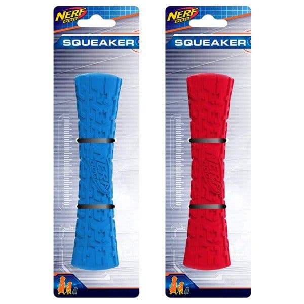 Nerf Brinquedo Cão Tire Squeak Stick, M Verm./azul