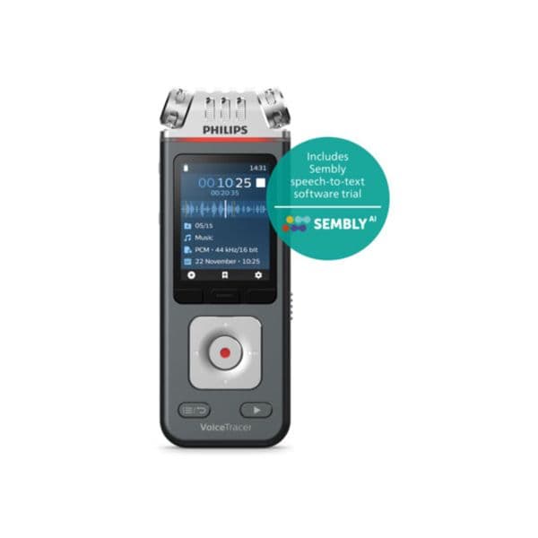 Philips Gravador de Áudio VoiceTracer DVT6115 8GB Prateado/Preto