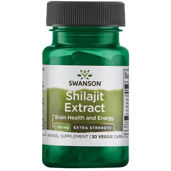 Swanson Extrato de Shilajit de Ervas Superiores Força Extra 100 Mg 30 Cápsulas Vegetais de 100mg