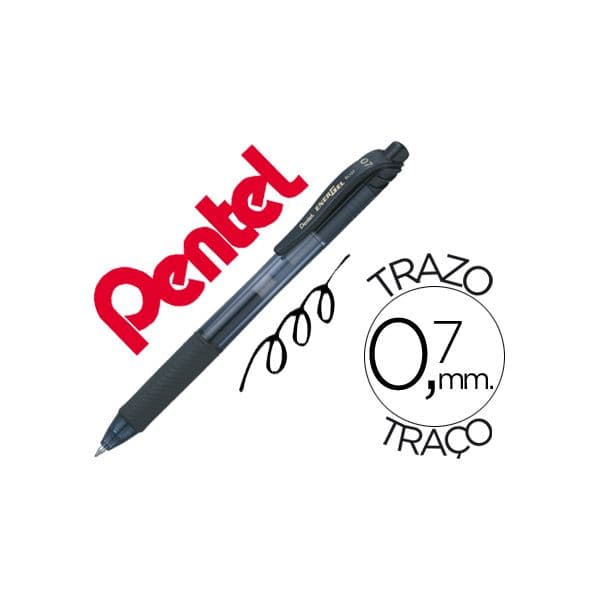 Pentel Roller Energel BL107 0.7MM Preto 12 Unidades