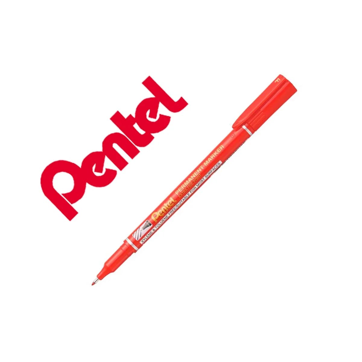 Marcador pentel permanente nf450 ponta fina de 1,2 mm corvermelho – 12 unidades