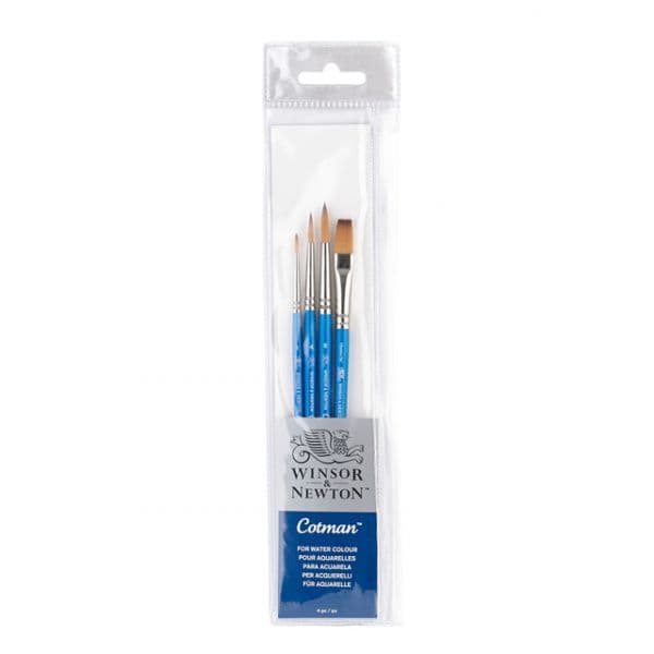 Winsor & Newton Conjunto de 4 Pincéis de Aguarela Cabo Curto