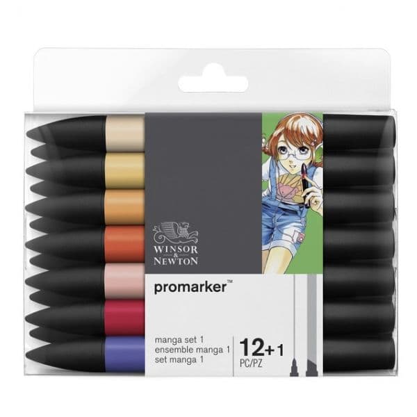 Winsor & Newton 12+1 un. Marcadores com Misturador Brushmarker Promarker Manga