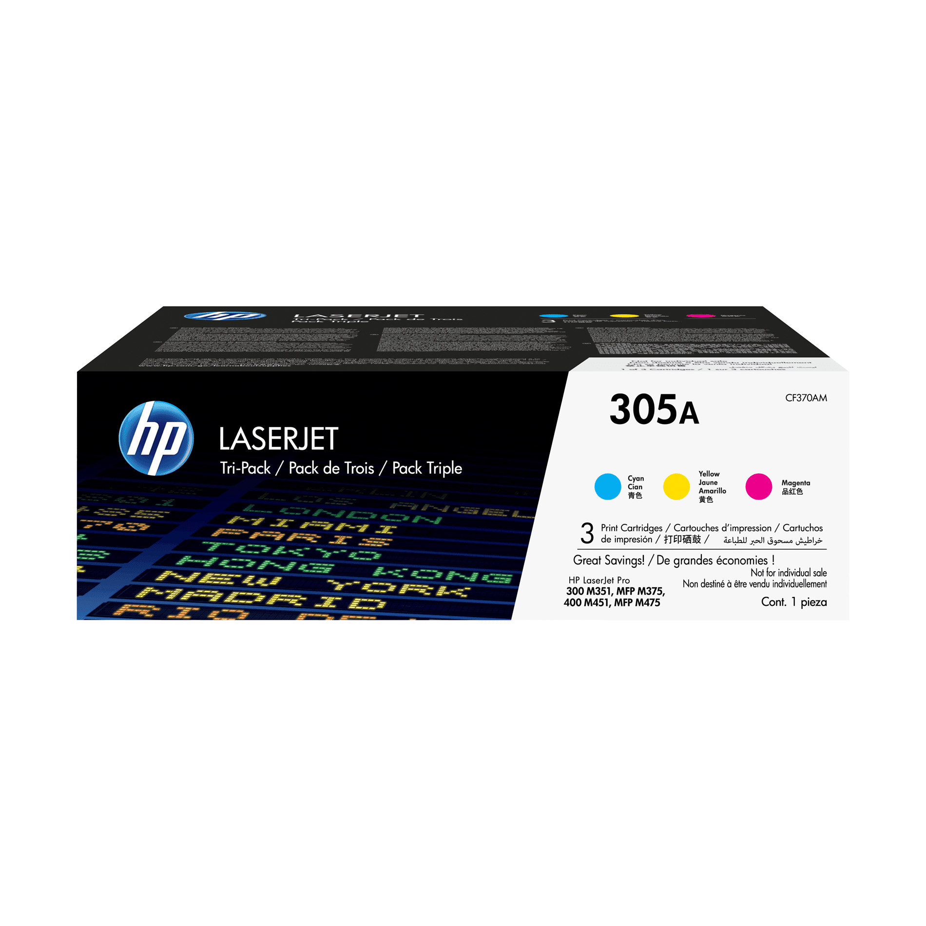 HP 305A Tricolor CF370AM - Pack 3x