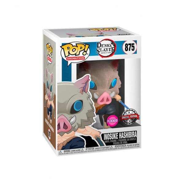 Funko POP! Animation: Demon Slayer: Kimetsu no Yaiba - Inosuke Hashibira (Flocked) Exclusive #875