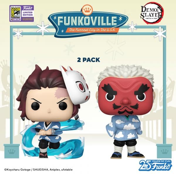 Funko POP! Animation: Demon Slayer: Kimetsu no Yaiba - Tanjiro Kamado & Sakonji Urokodaki (SDCC 2023 Exclusive) #2Pack