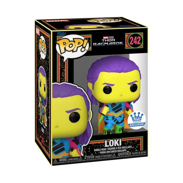 Funko POP! Marvel: Thor: Ragnarok - Loki Black Light (Funko Sticker Exclusive) #242