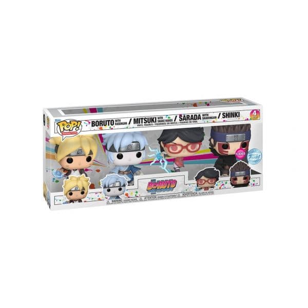 Funko POP! Boruto: Naruto Next Generations - Boruto, Mitsuki, Sarada e Shinki (Edição Flocked)