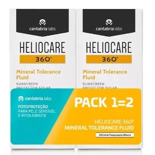 Protetor Solar Heliocare 360º Mineral Tolerance Fluído 50ml Pack 2 Unidades