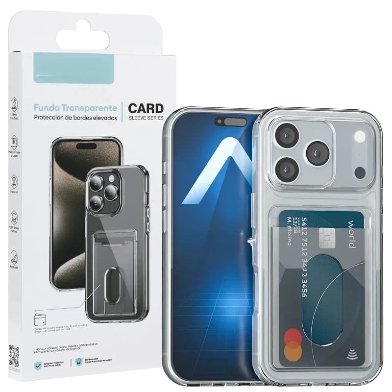Capa para iPhone 17 Pro Max Suporte Cart3;o Clear