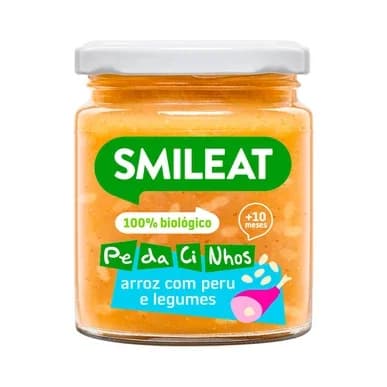 Smileat Frasco de Pe-da-ci-nhos Arroz com Peru e Legumes +10m 230 G