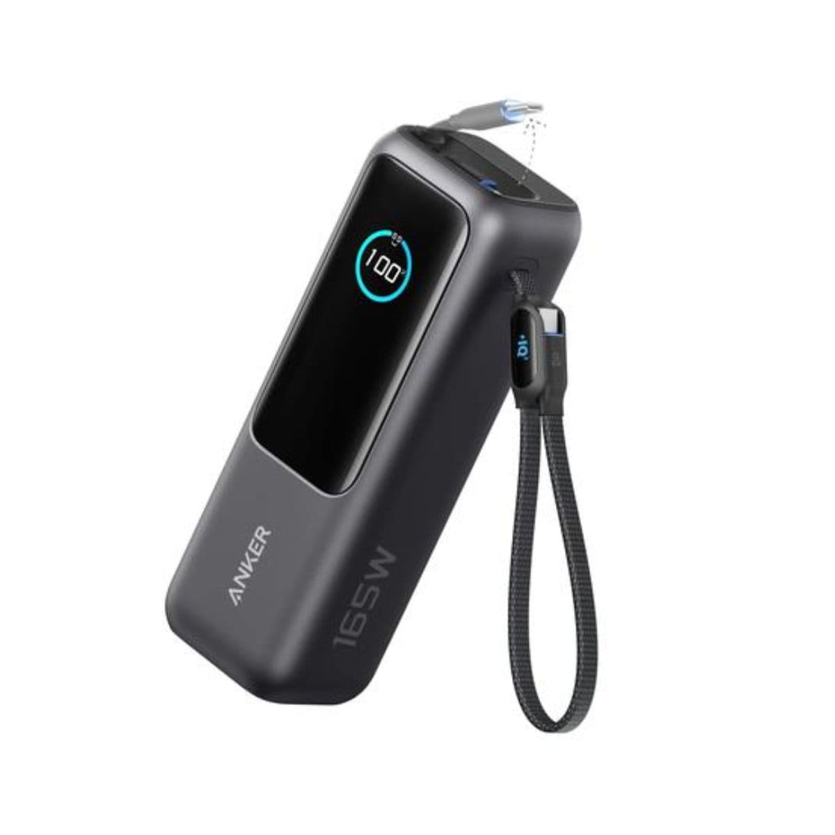 Power Bank Anker 25.000mAh 165W USB-C Integrado e Cabo Retrátil - Preto - Ligatu