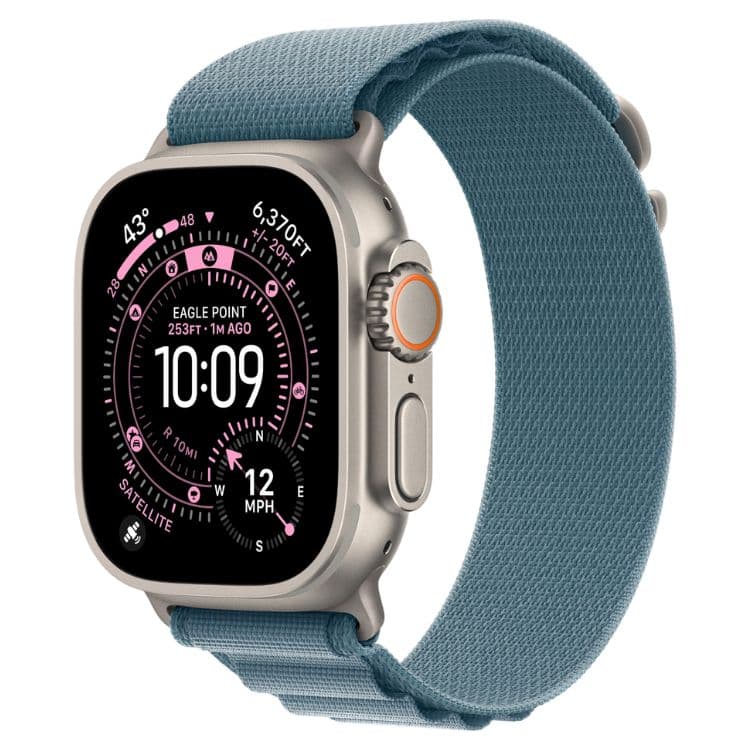 Apple Watch Ultra 3 GPS + Cellular 49mm Titânio Natural c/ Bracelete Loop Alpine Azul Claro M