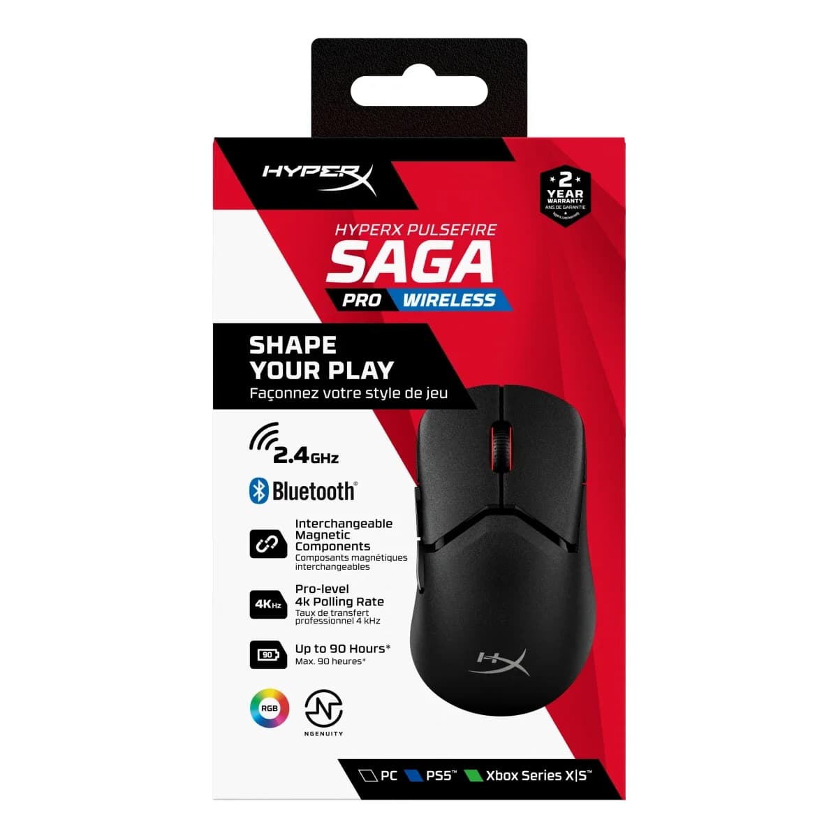 HyperX Pulsefire Saga Pro Sem Fios Preto