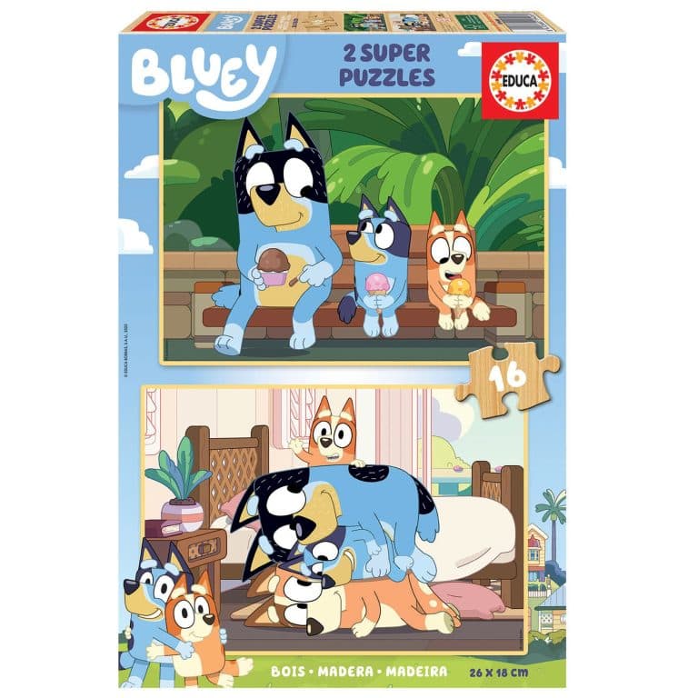 Puzzle de madeira 2×16 Bluey Educa