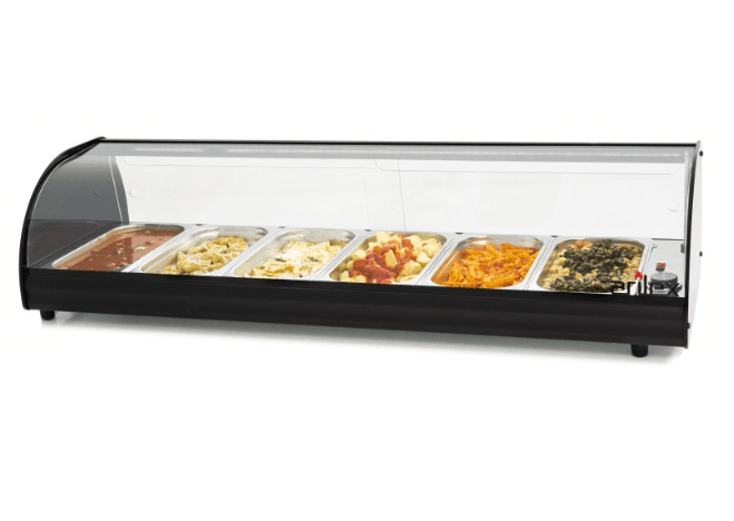 Vitrine aquecida de capacidade 6 GN1/3 C/luz