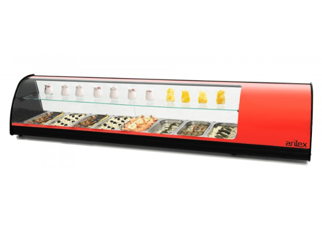 Vitrine Refrigeradas Capacidade 8 c/ 2 níveis Gn1/3 Vermelho