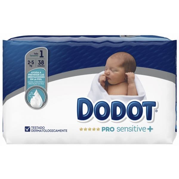 Dodot Pro Sensitive+ Fraldas T1 (2-5Kg) 38 un.