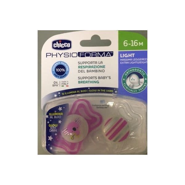 Chicco Chupeta Physio Light Lumi Silicone 6-16M 2 un.