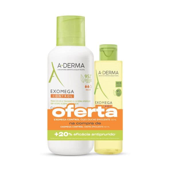 A-Derma Exomega Control Creme Emoliente 400ml + A-Derma Óleo de Banho 200ml