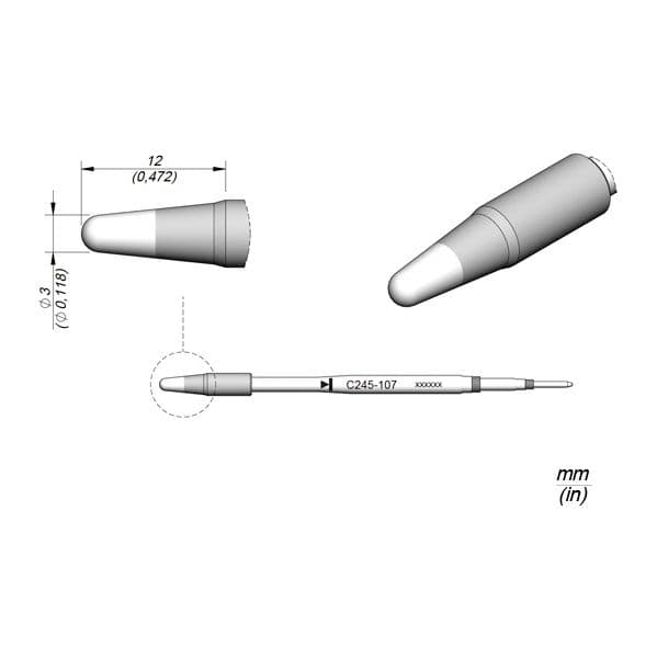 JBC Ponta P/ Utensilio de Mão T245-PA (Ø 3mm Ht) C245-107