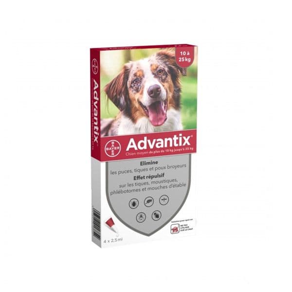 Bayer Advantix 250 Cão 10-25Kg 4 Pipetas
