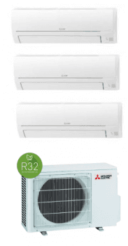 Ar Condicionado Mitsubishi Electric Multi-Split 3x1 MXZ-3HA50VF + 3x MSZ-HR25VF – Conforto Silencioso e Eficiente para 3 Quartos