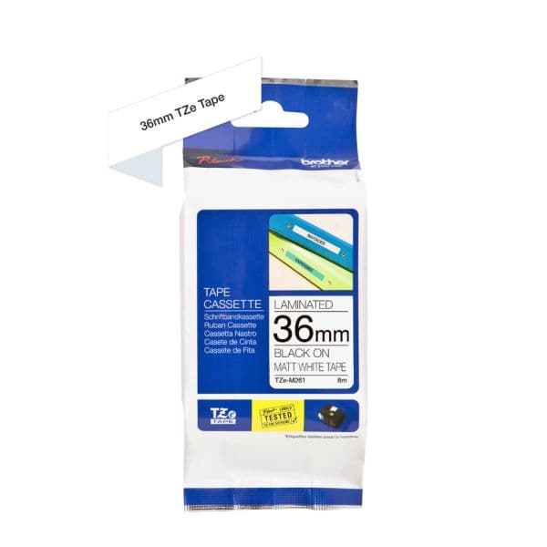 Brother Fita Laminada Mate TZeM261 36mm Preto/Branco