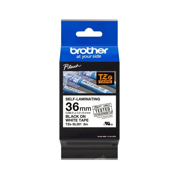 Brother Fita Autolaminada TZeSL261 36mm Preto/Branco