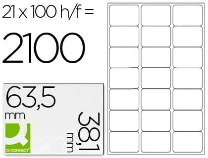 Q-Connect 100 Fls Etiquetas Adesivas 63.5x38.1mm - KF01587