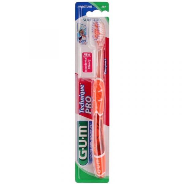G.U.M Technique Pro Compact Escova de Dentes de Viagem com Tampa Medium