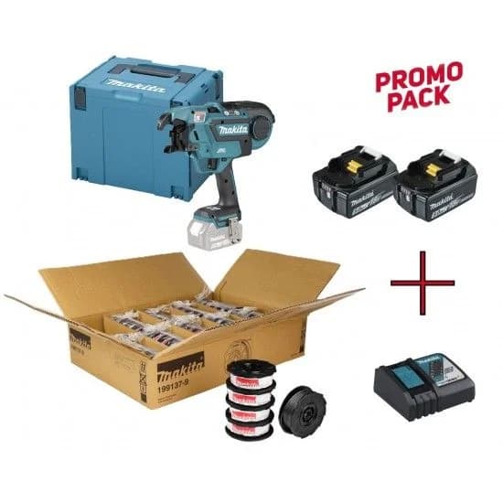 Atadora de Ferro DTR180ZJ +2 Bat 5.0ah + carregador DC18RD + 2 packs arame (100 rolos) 199137-9 Makita
