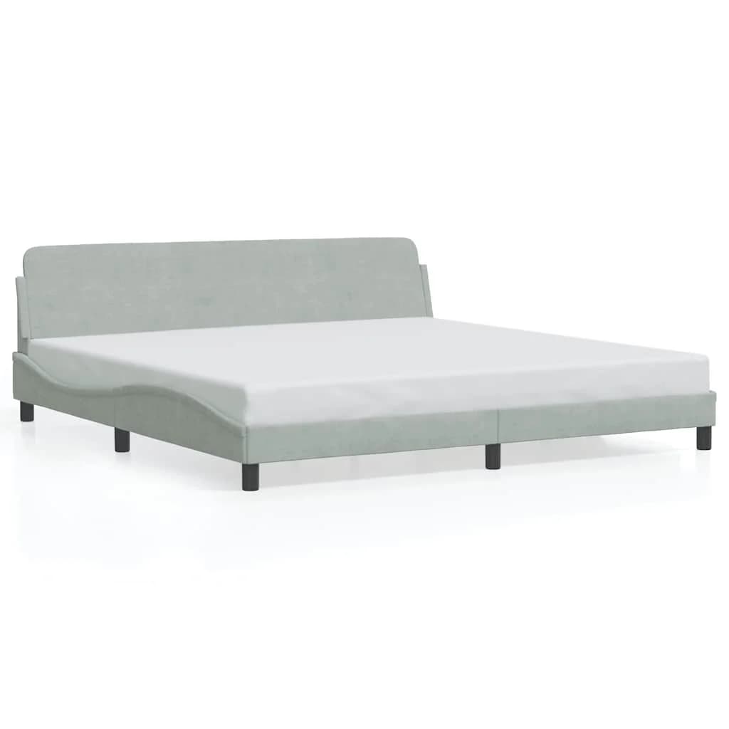 vidaXL Estrutura de Cama com Cabeceira 200x200 cm Veludo Cinzento-claro - 3943163933