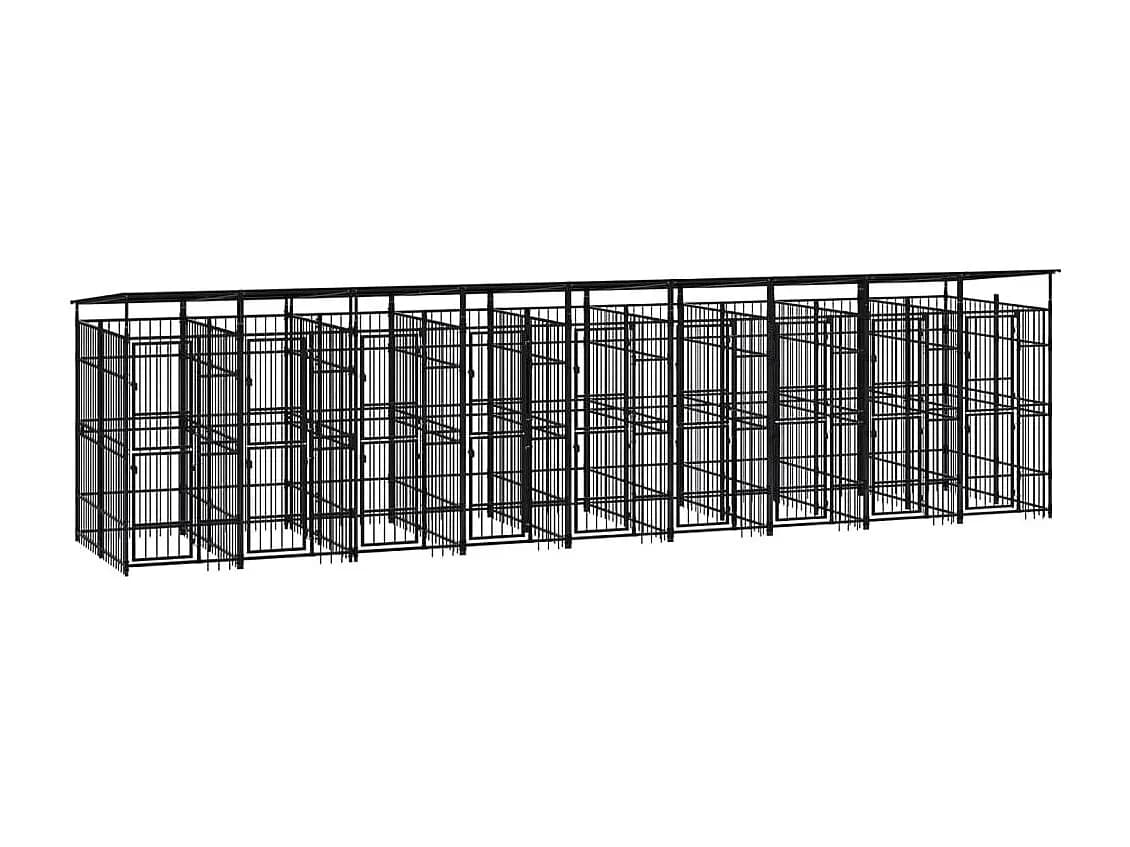 Canil/gaiola/recinto externo para animais de estimação com cobertura para cães aço 16,59 m² preto 02_0041747