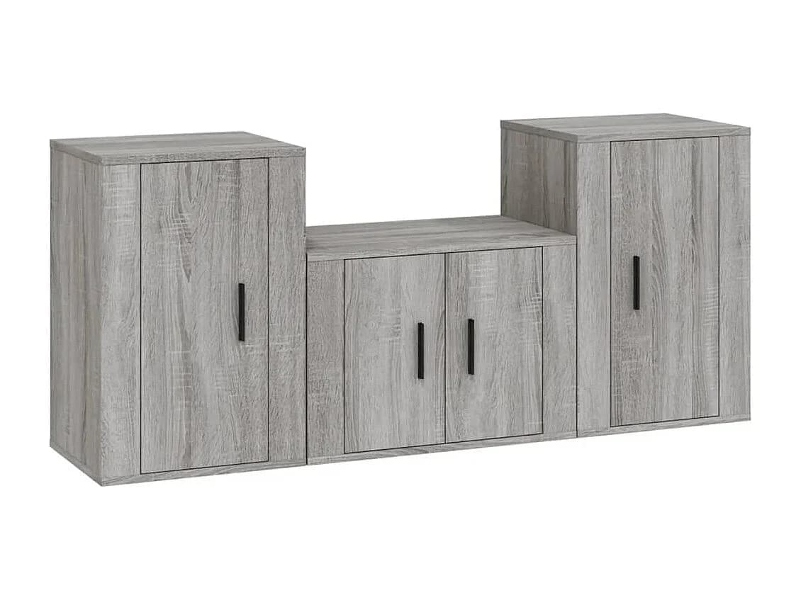 Conjunto de móveis Sonoma de madeira engenheirada com 3 peças (armário aparador suporte para TV sala de estar quarto sala de TV) - 02_0024637