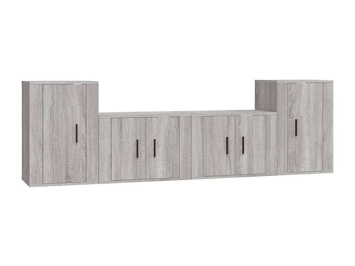 Conjunto de móveis Sonoma de madeira engenheirada com 4 peças (armário aparador suporte para TV sala de estar quarto sala de TV) - 02_0024849