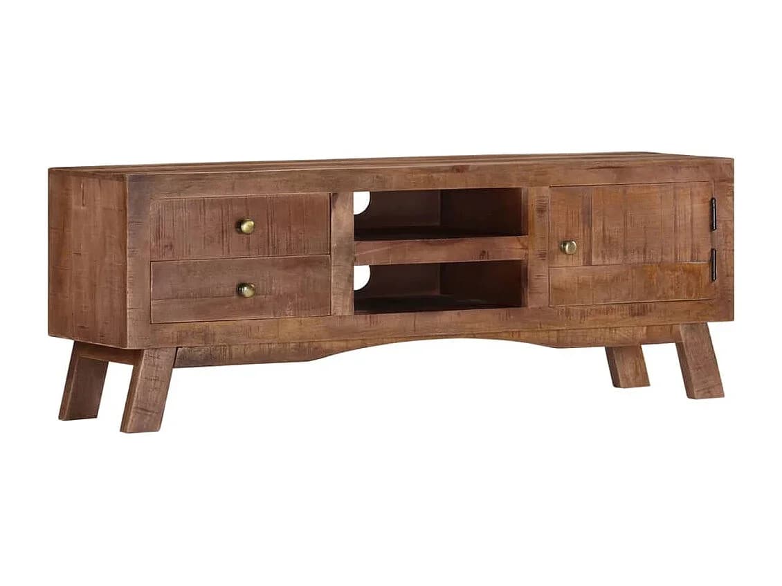 Móvel de TV multimídia prateleira de televisão televisão buffet sala de jantar sala de estar quarto 110 x 30 x 40 cm madeira de mangueira crua marrom 02_0025717