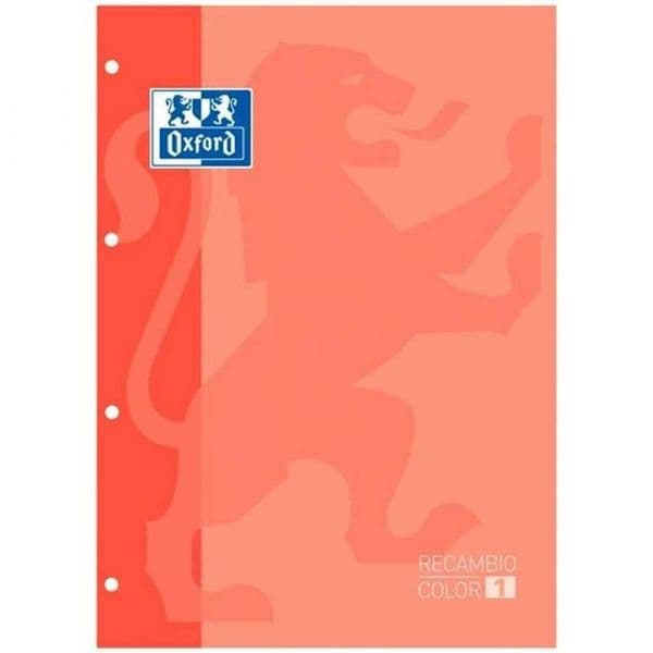 Oxford Recarga Cor Din A4 80 Folhas Quadricula 5 mm 4 Furos Pessego 5 Unidades Melocoton