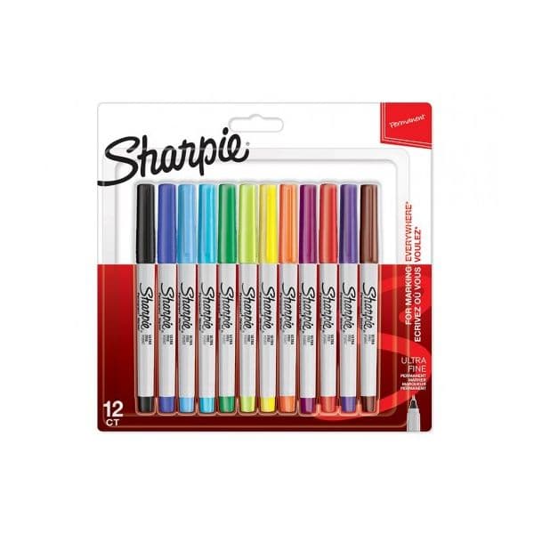 Sharpie Marcadores Permanentes de Ponta Ultra Fina 12 Cores