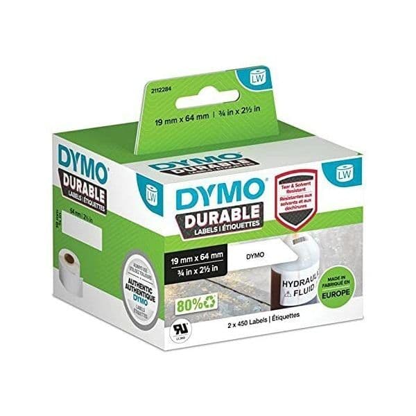 Dymo 2112284 Etiquetas LW Duráveis de Fita Alta Resistência 19 mm x 64 mm (3/4" x 2-1/2")