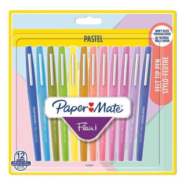 Paper Mate Caneta Flair 0.7mm Pastel 12 Un.