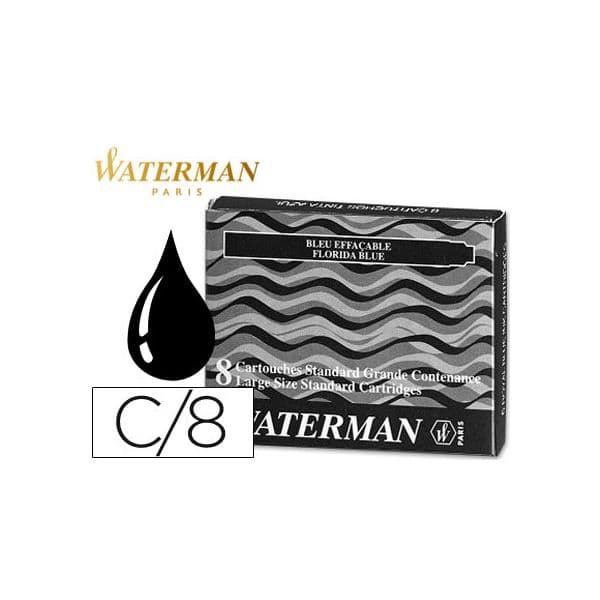 Waterman 8 un. Cartuchos Longos Standard Preto Intenso - S0110850