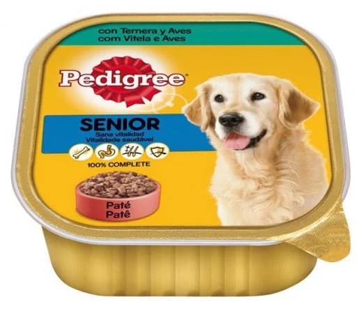 Ração Húmida Pedigree Patê Senior Vitela e Aves em Terrina 300 g