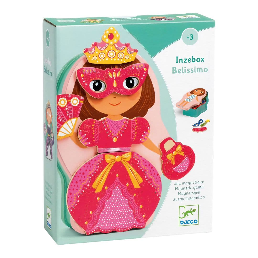 Djeco belissimo – inzebox caixa de metal c/ íman princesa + 3 anos