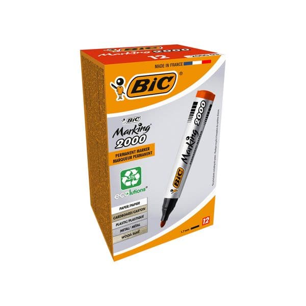 Bic Marcadore Permanentes 2000 Vermelho 12 Un.